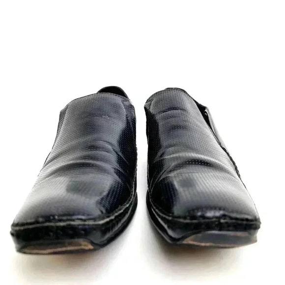 Robert Wayne Crash Snipped Square Toe Black Leather Loafers - Picture 9 of 10